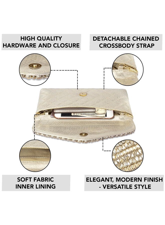 Peora Champane Clutch Purses for Women Handmade Evening Handbag Stylish Bridal Fashion Clutch Bag for Girls (C128LCT) - Image 3